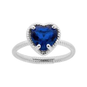 Anello Solitario Zircone Blu Zaffiro Argento 925